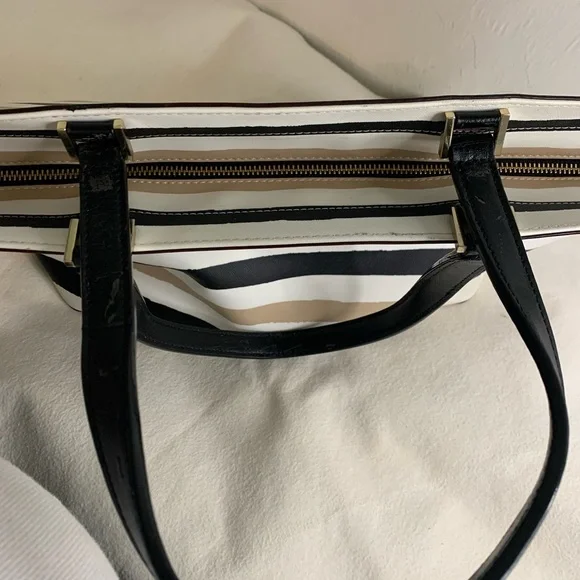 Kate Spade Jules Grant Street Tote Grainy Vinyl Striped PreOwned Slight Wear - Picture 6 of 14